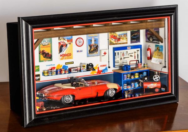 Bburago 3006GF Garage Mmonza Diorama Jaguar E Cabriolet Vintage 1992