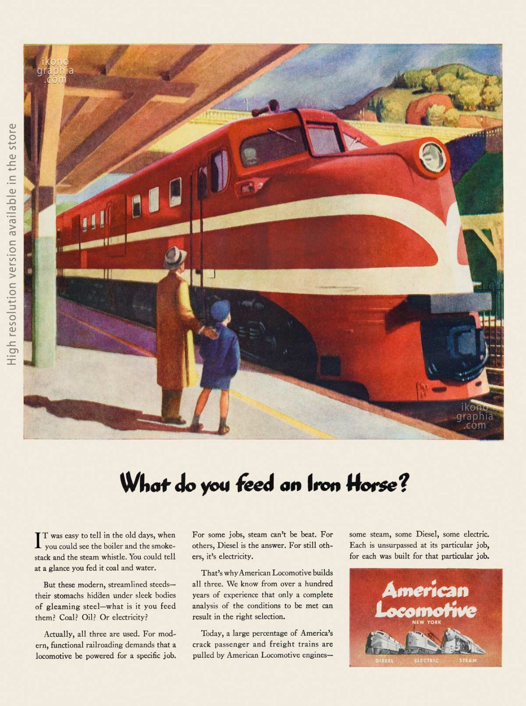 What do you feed an Iron Horse? American Ad 1944. Art Edward