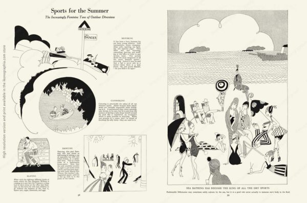 Sports for the Summer. Art Anne Fish 1920 - High Society, pages 58-59 The Increasingly Feminine Tone of Outdoor Diversions.