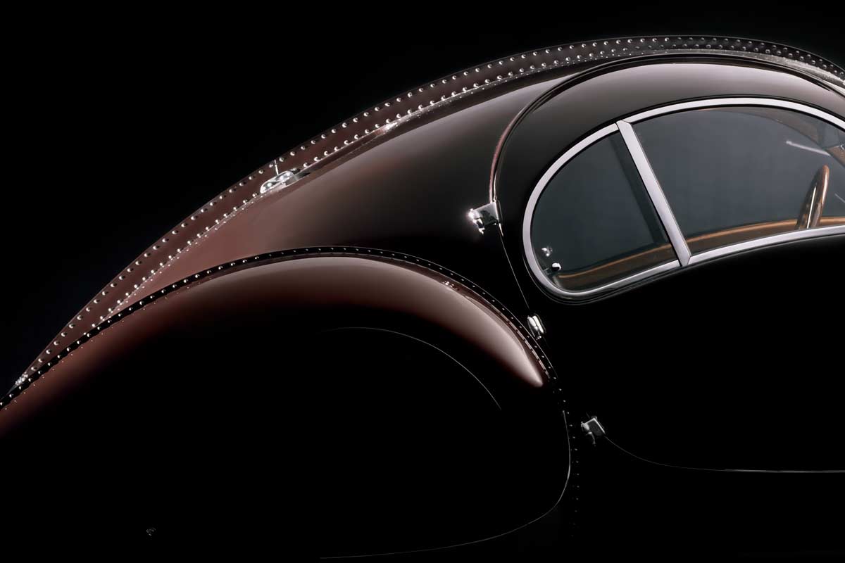 A 1937 Bugatti Type 57SC Coupé Atlantic lightened in silhouette mode to emphasize the flowing coupé lines A 1937 Bugatti Type 57SC Coupé Atlantic lightened in silhouette mode to emphasize the flowing coupé lines