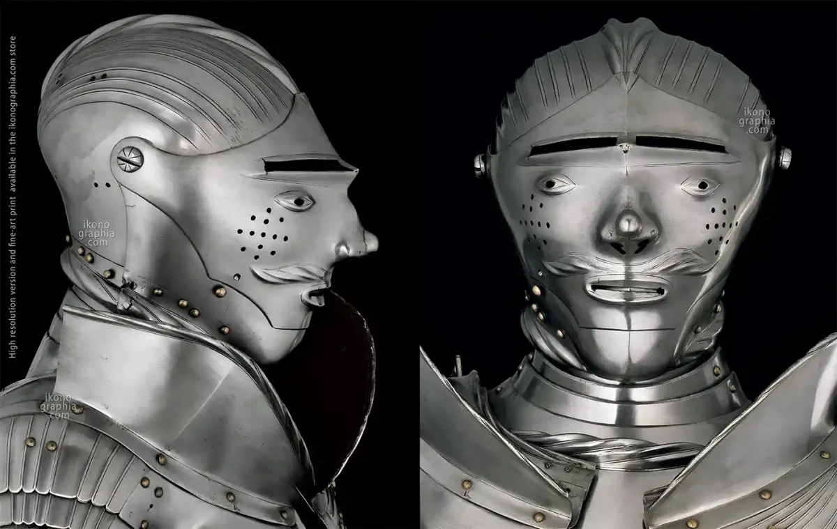 Armor with grotesque mask-style visor owned by Wolf Dietrich von Hohenems of Lansquenets 1525