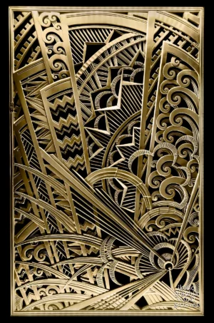 Art Deco Allegory of Activity — gilded bronze grille by René Paul Chambellan, Chanin Building vestibule, New York, 1929.