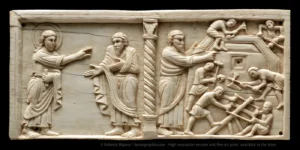 Old Testament Ivory Carving. God Commands Noah to build the Ark - Building the Ark