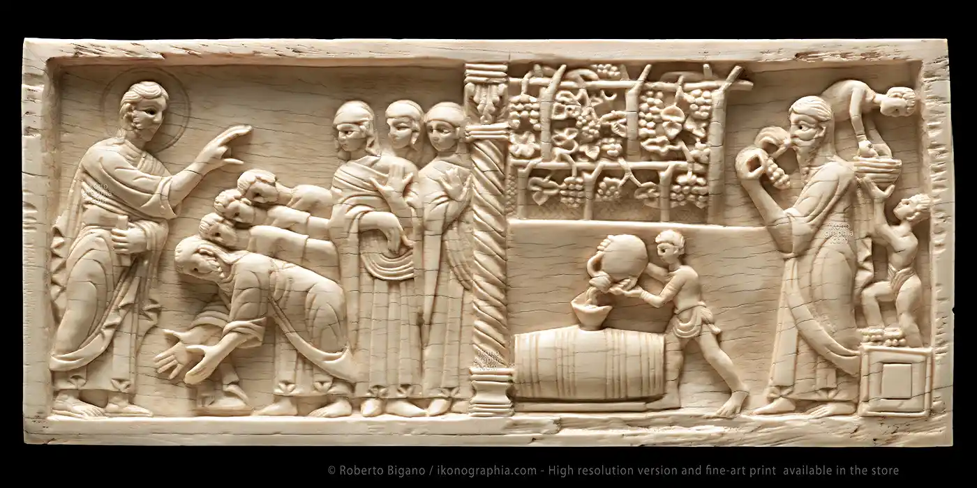 Old Testament Ivory Carving. God Blesses Noah and His Descendants - Noah the Winemaker. Old Testament Ivory Carving. God Blesses Noah and His Descendants - Noah the Winemaker.
