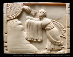 Moses at Mount Sinai. Old Testament Ivory Carving. Amalfi School, late 11th