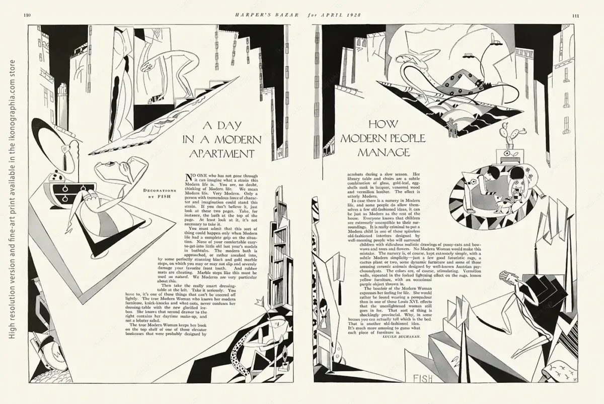 A Day In A Modern Apartment - How Modern People Manage. Anne Fish for Harper's Bazaar, April 1928