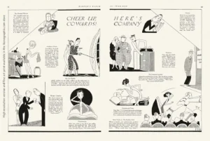 Cheer Up, Cowards! Here's Company Anne Fish for Harper's Bazaar, June 1928, pages 82-83