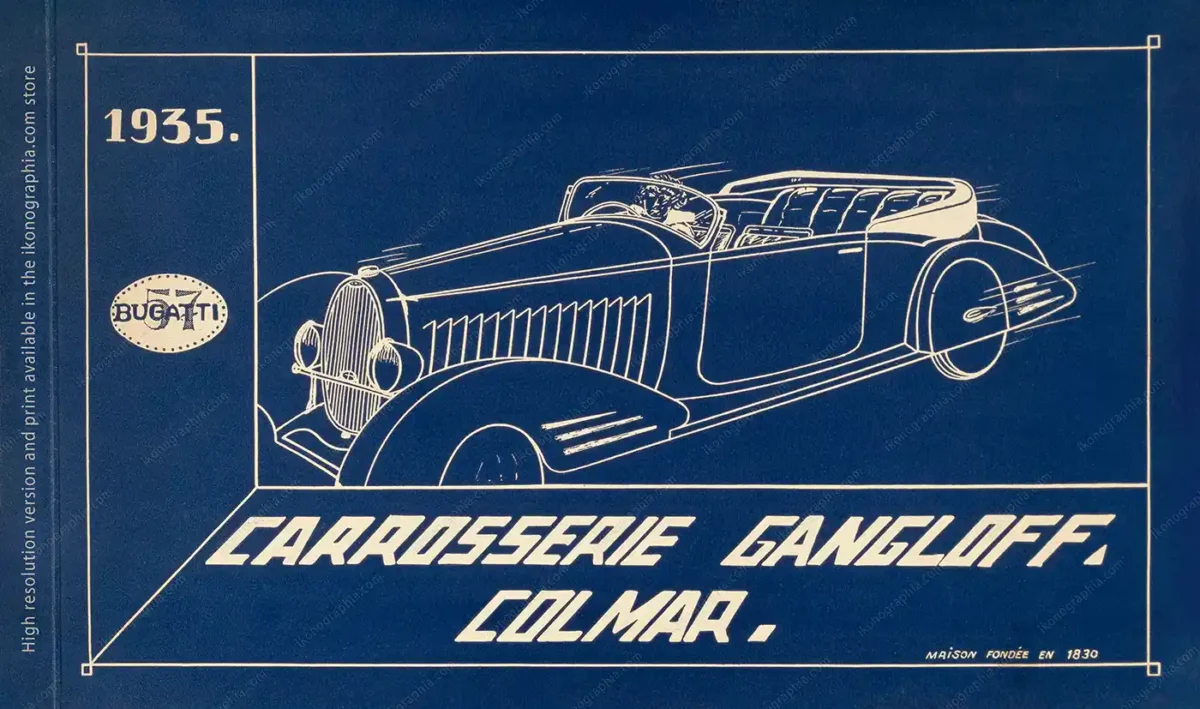 Carrosserie Gangloff, Colmar for Bugatti. The cover of the 1935 catalog.