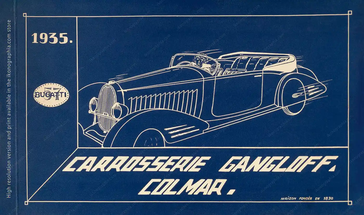 Carrosserie Gangloff, Colmar for Bugatti. The cover of the 1935 catalog.