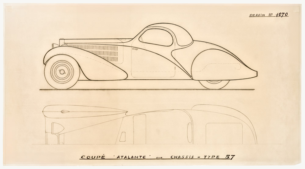 Bugatti-Factory-Drawing-Dessin-N.1070-Coupé-Atalante-sur-chassis-Type-57-frame August 1984 - Beverly Hills, California - From "Plastic Girls" series. Photo Roberto Bigano.