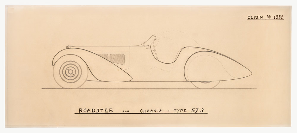 Bugatti-Factory-Drawing-N.1082-Roadster-sur-Chassis-Type-57S-frame August 1984 - Beverly Hills, California - From "Plastic Girls" series. Photo Roberto Bigano.