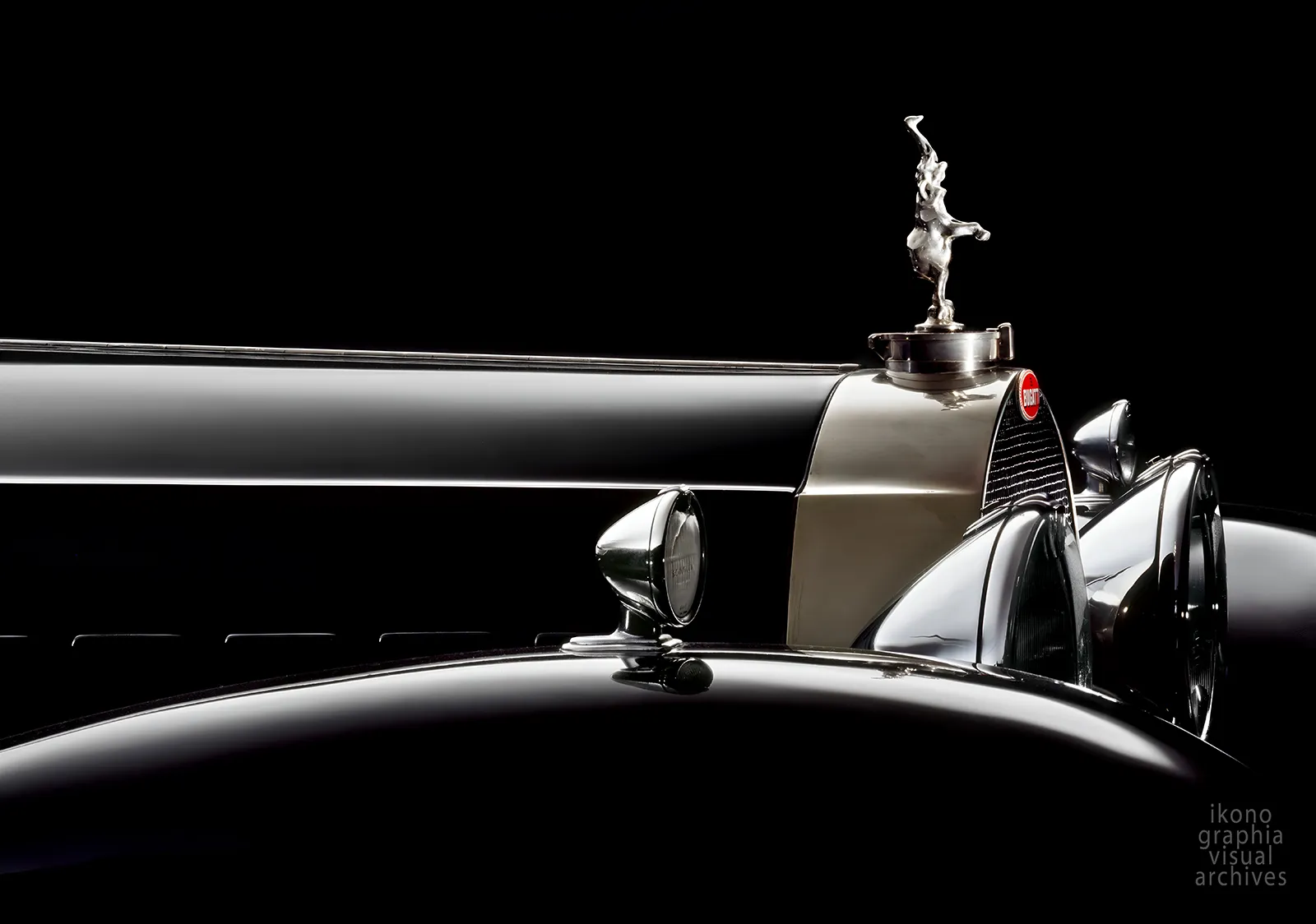 Bugatti Type 41 Royale Coupé Napoléon — Bonnet and Rampant Elephant, 1929 Bugatti Type 41 Royale Coupé Napoléon, 1929 — bonnet detail with Rembrandt Bugatti elephant mascot. Photographed by Roberto Bigano at the Musée National de l'Automobile, Mulhouse.