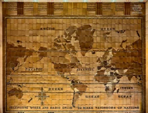 World map tile mosaic by Hildreth Meiѐre, AT&T Long Distance Building, 32 Avenue of the Americas, New York, 1932. Architect Ralph Walker. Photographed by Roberto Bigano.