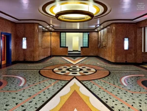 rand Concourse terrazzo UFO chandelier Art Deco 1937