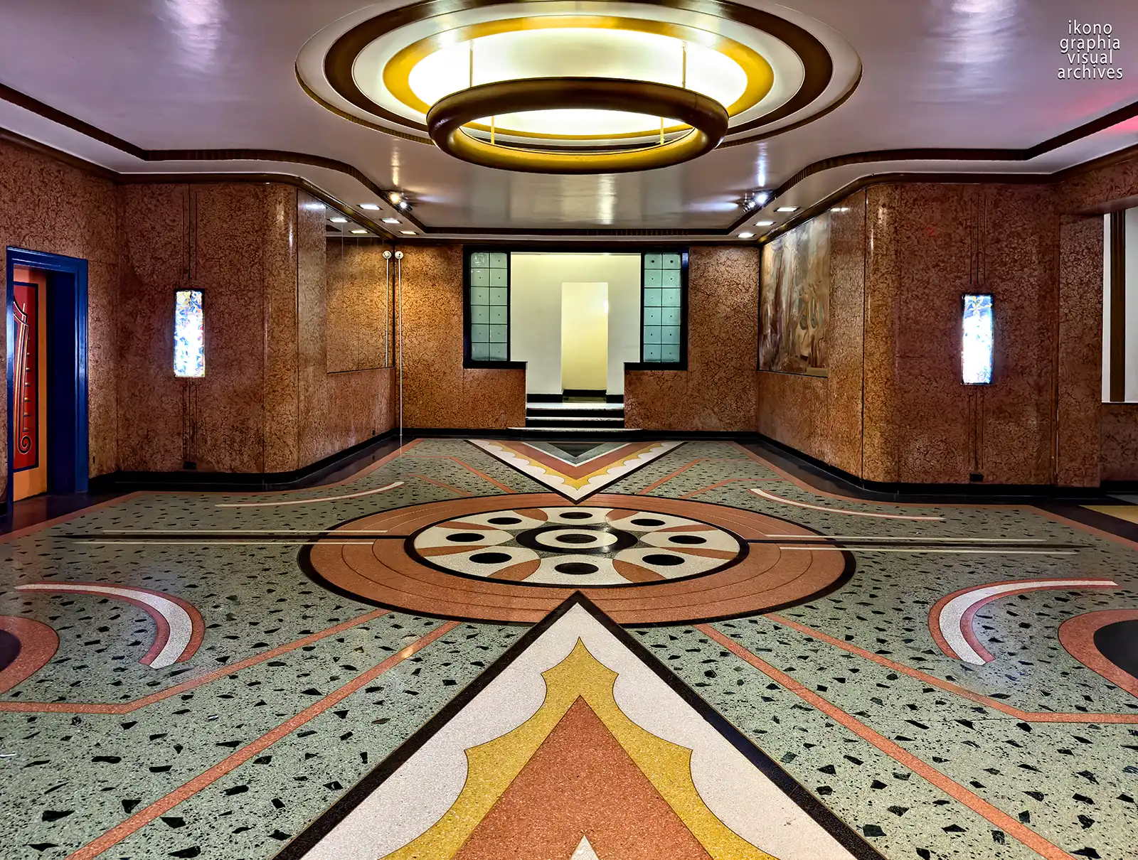 rand Concourse terrazzo UFO chandelier Art Deco 1937