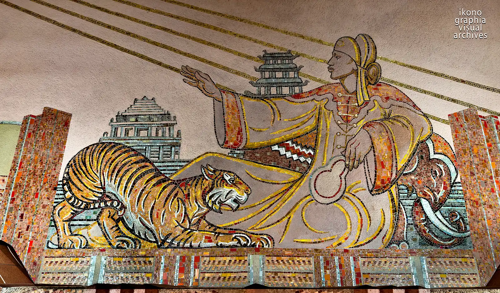 Asia — Continents Linked by Telephone and Wireless Silhouette Mosaic — Hildreth Meière, 1932 