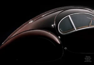 Bugatti Type 57SC Coupé Atlantic 1937 — riveted spine detail, British Garage Paris 1991, photograph by Roberto Bigano for FMR.